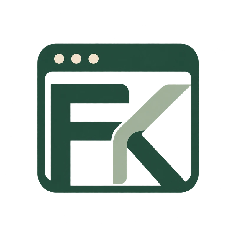 Portfolio project logo: an FK monogram inside a browser window