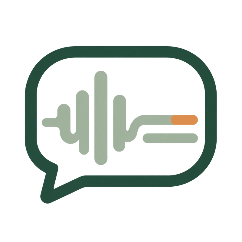Projectlogo Nederlands dicteren: een audiogolf die tekst wordt in een tekstballon